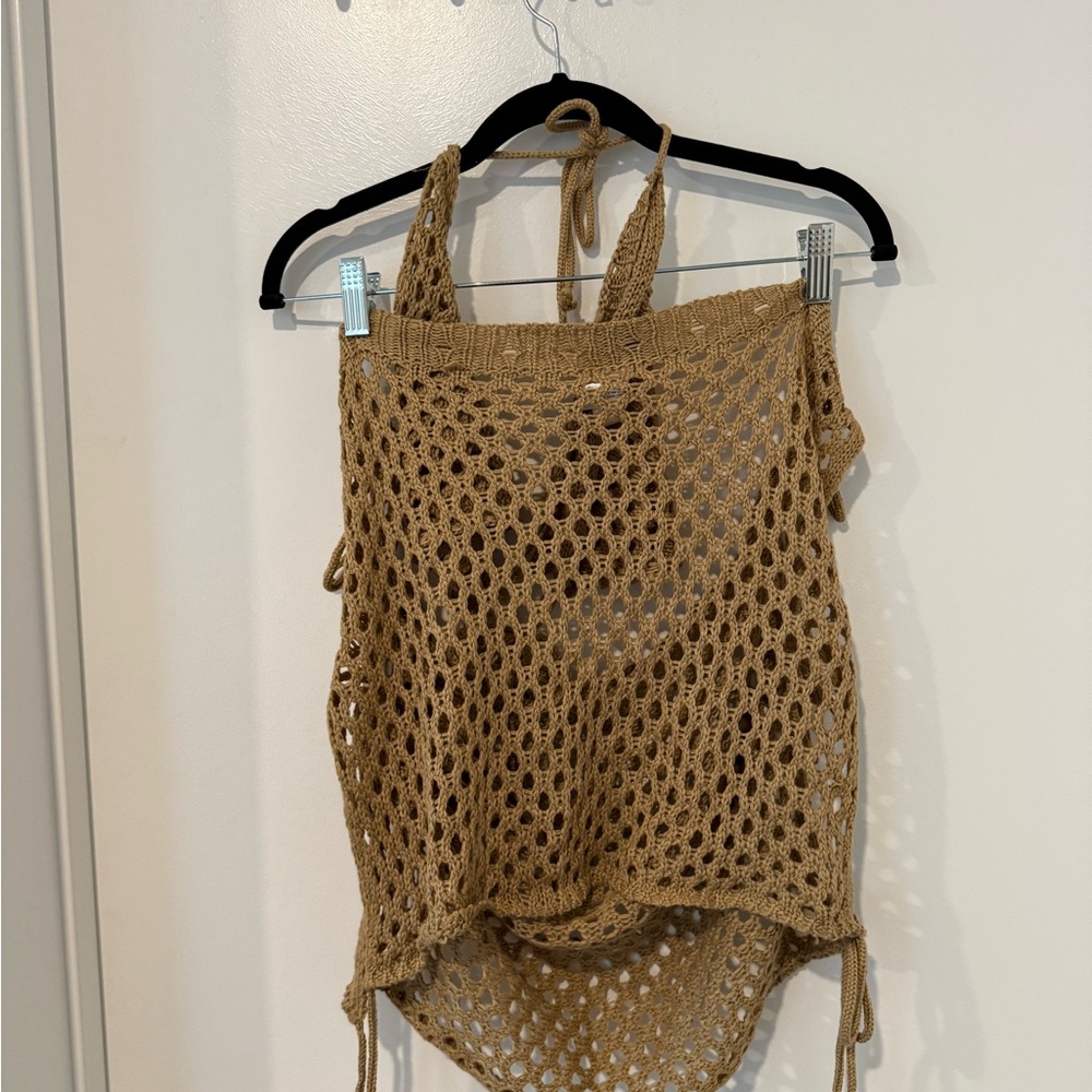 Tan Crochet Swim Coverup
